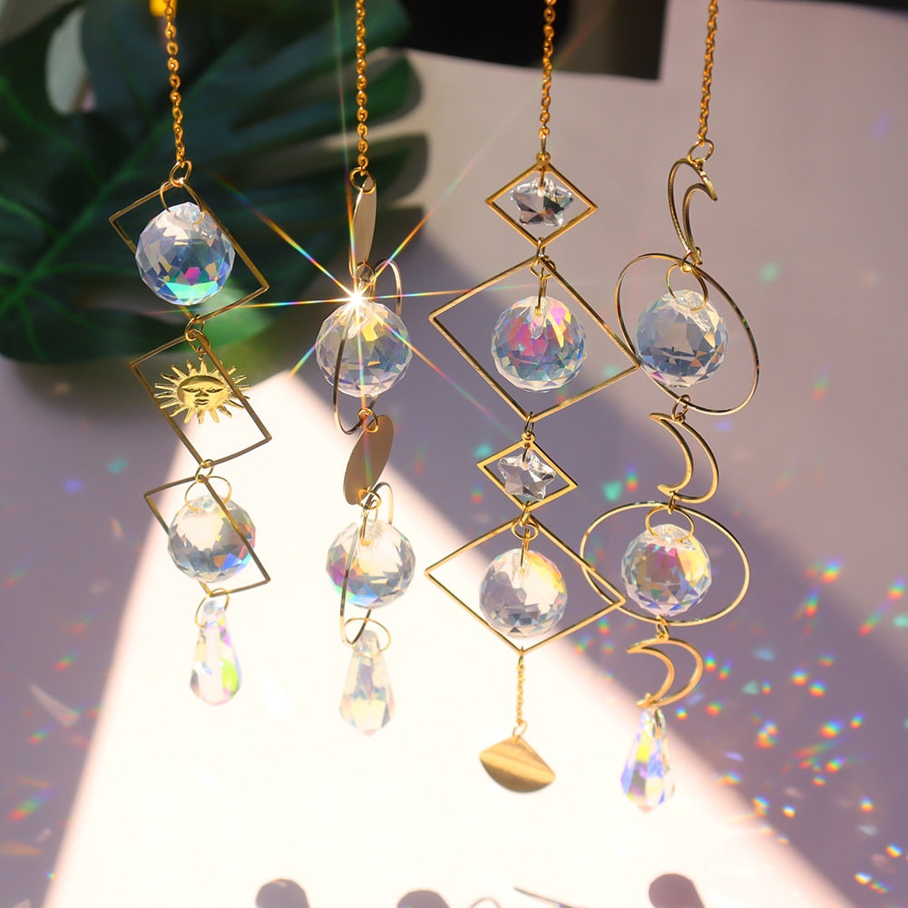 Moon Sun Ball Crystal Suncatcher Metal Prism